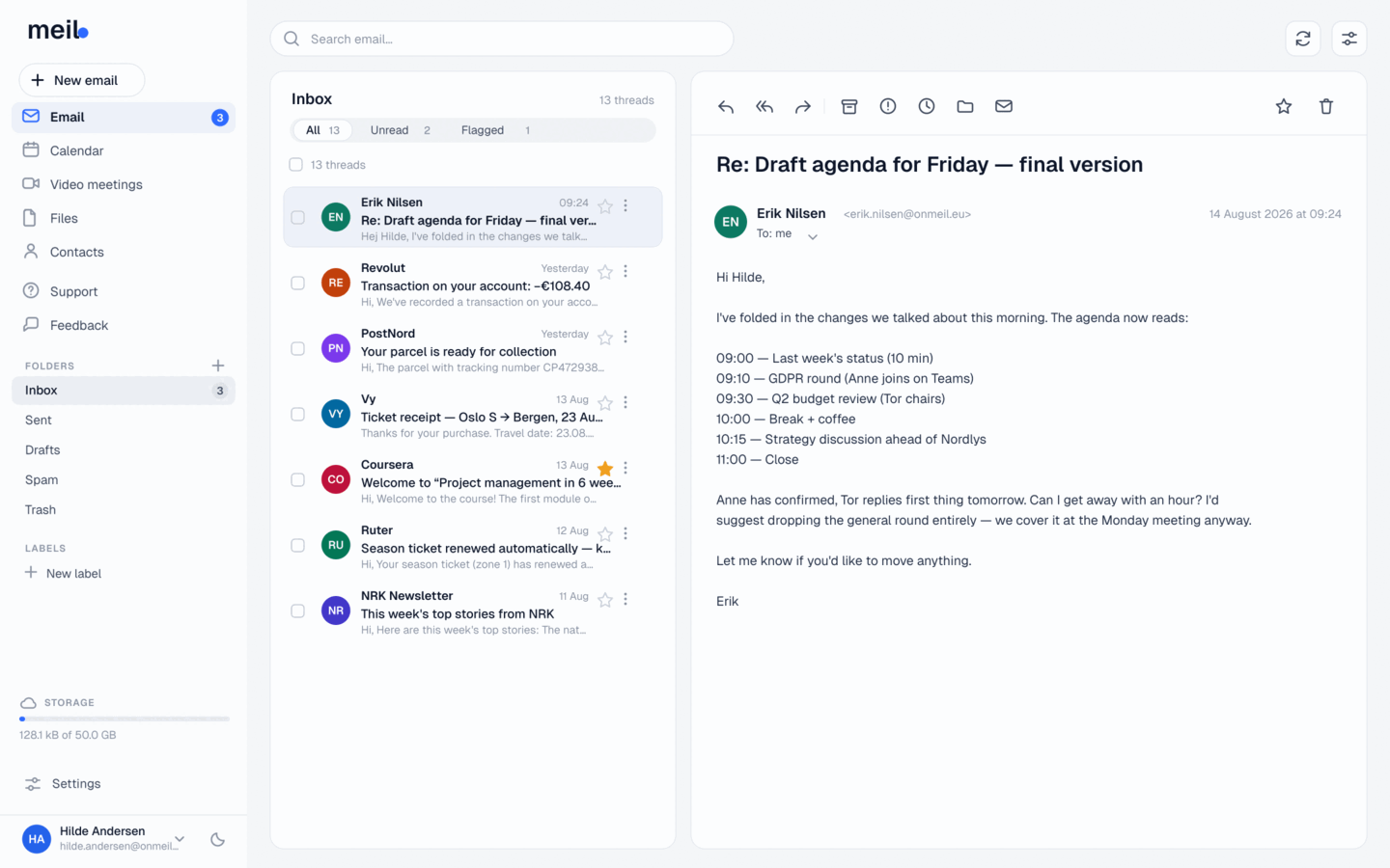 Preview of the onmeil.eu inbox