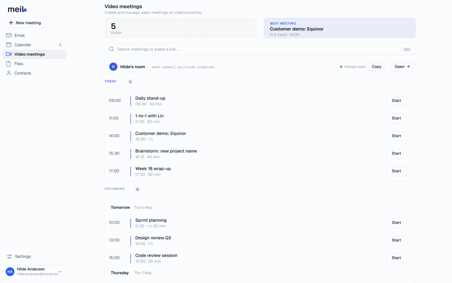 Preview of onmeil.eu video meetings